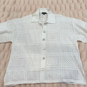 Rails Ivory Crochet Button-Up Blouse